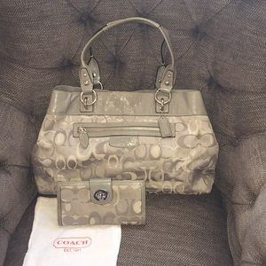 Grey coach set (purse, wallet with checkbook)